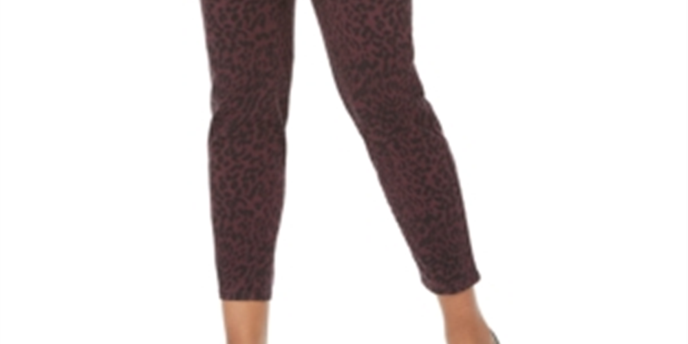 Style & Co Women's Curvy Fit Skinny Printed Jeans Red Size 2