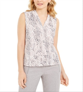 Calvin Klein Women's Snakeskin Print Sleeveless Top Pink Size Large