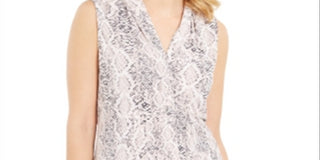 Calvin Klein Women's Snakeskin Print Sleeveless Top Pink Size Large