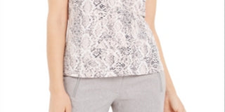 Calvin Klein Women's Snakeskin Print Sleeveless Top Pink Size Large