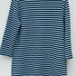 Charter Club Women's Striped Split Neck 3/4 Sleeve Knit Top Blue Size Medium