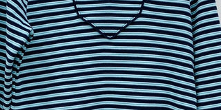 Charter Club Women's Striped Split Neck 3/4 Sleeve Knit Top Blue Size Medium
