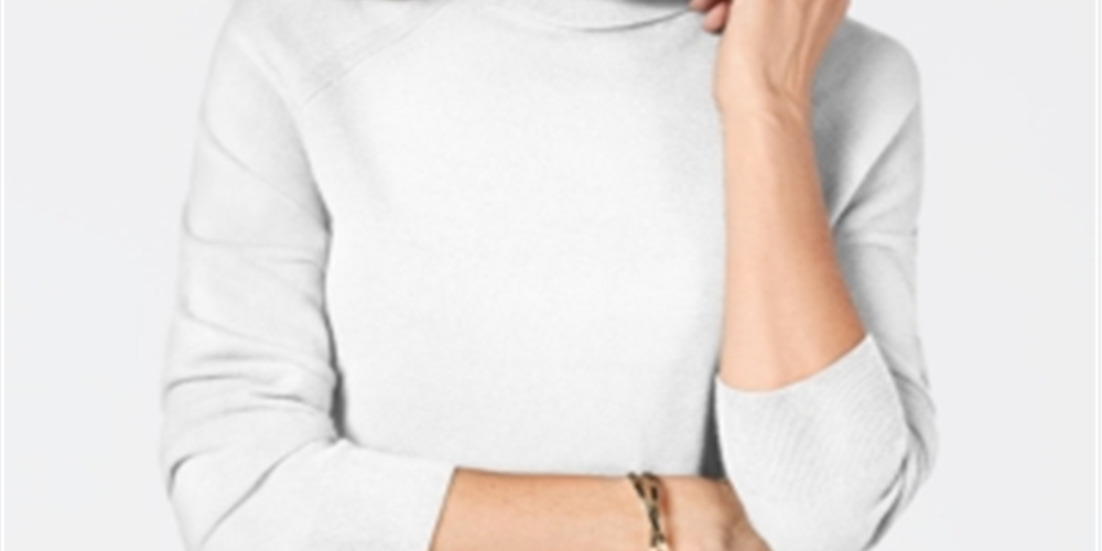 Karen Scott Women's Luxsoft Turtleneck Sweater White Size Petite L