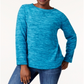 Karen Scott Women's Marled Sweatshirt Teal Size -Petite L