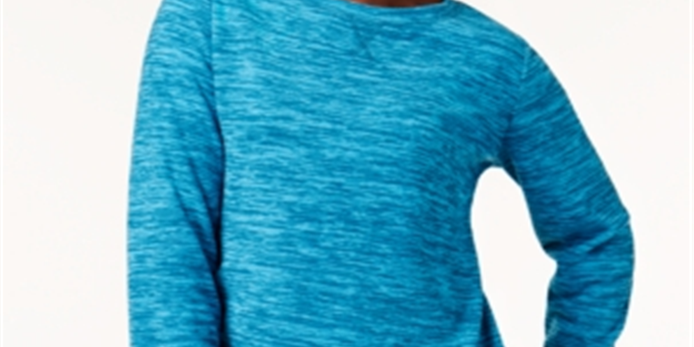 Karen Scott Women's Marled Sweatshirt Teal Size -Petite L
