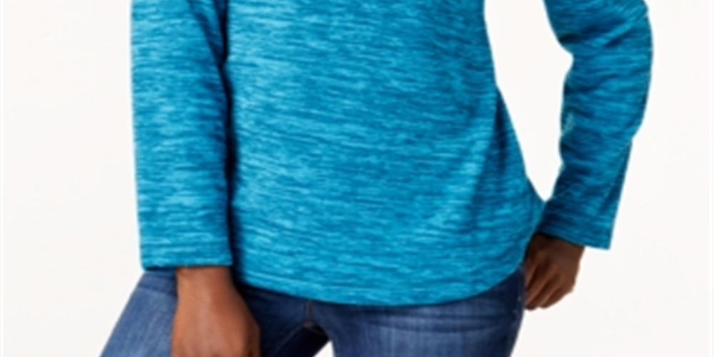 Karen Scott Women's Marled Sweatshirt Teal Size -Petite L