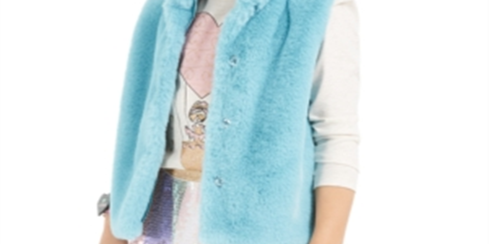 Epic Threads Toddler Girl's Faux Fur Vest Blue Size 2T