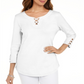 Karen Scott Women's Cotton Lace up T-Shirt White Size Large