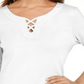 Karen Scott Women's Cotton Lace up T-Shirt White Size Large