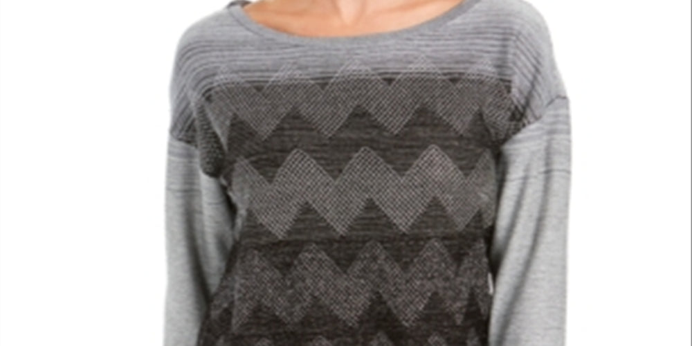 JM Collection Women's Metallic Stitched Drop Shoulder Sweater Black Size Small