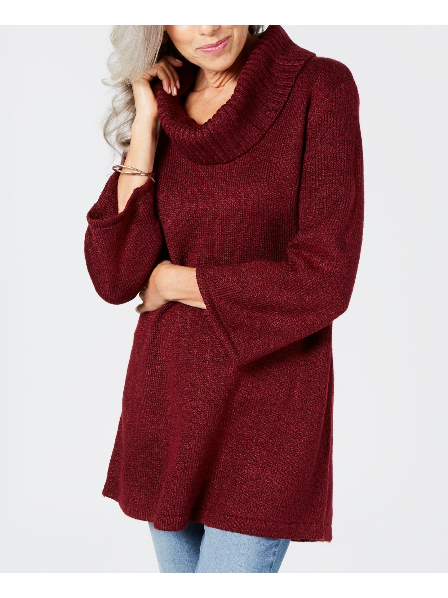 Karen Scott Women's Long Sleeve Cowl Neck Sweater Red Size Petite X-Large