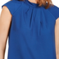 Calvin Klein Women's Cap Sleeve Pleated Mock Neck Blouse Navy Size Small