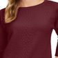 Charter Club Women's Jacquard Bow Cuff Top Cherry Pie Size Petite Medium
