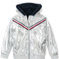 Tommy Hilfiger Big Girl's Hooded Metallic with Faux Fur Trim Jacket Silver Size 12-14