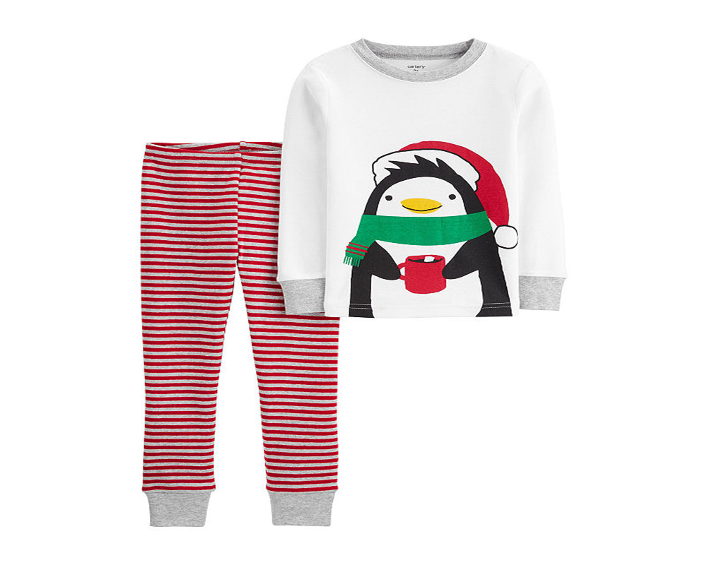 Carter's Baby Boy's 2Pc Cotton Penguin Pajamas Set White Size 18MOS