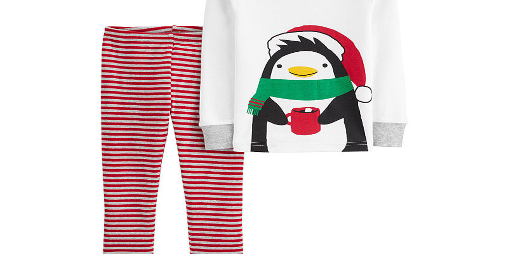 Carter's Baby Boy's 2Pc Cotton Penguin Pajamas Set White Size 18MOS