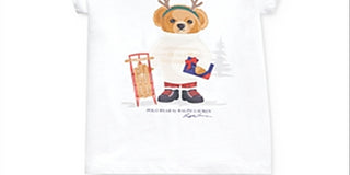 Ralph Lauren Toddler Girl's Reindeer Bear Cotton T-Shirt White Size 2T