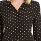 Charter Club Women's Mesh Dot Print Button Down Top Black Size Large