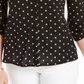 Charter Club Women's Mesh Dot Print Button Down Top Black Size Large
