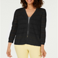 Charter Club Women's Pointelle Striped Cardigan Black Size X-Large