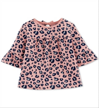 Carter's Toddler Girl's Cotton Bell Sleeve Leopard Print Top Pink Size 5T