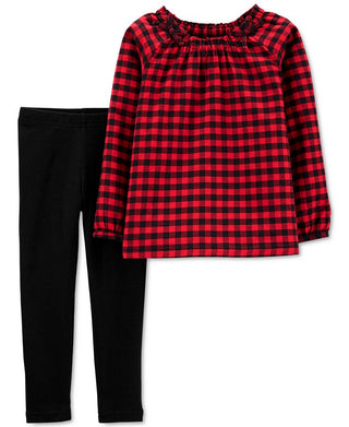 Carter's Baby Girl's Buffalo Check Twill Top & Legging Set Red Size 18 Months