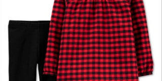 Carter's Baby Girl's Buffalo Check Twill Top & Legging Set Red Size 18 Months