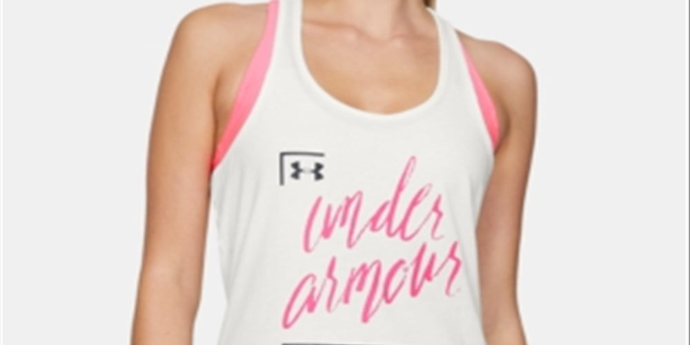 Under Armour Women's Graphic Script Crossback Studio Tank Top White Size Medium
