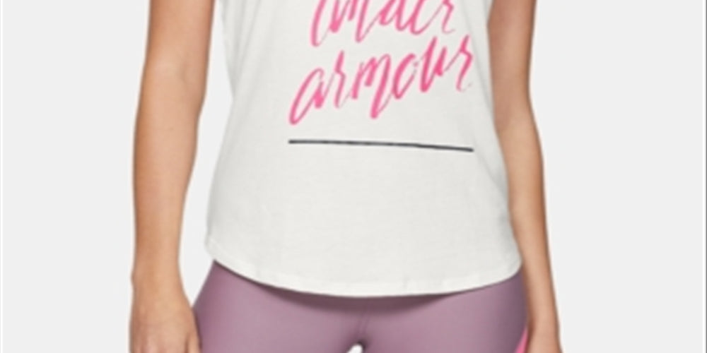 Under Armour Women's Graphic Script Crossback Studio Tank Top White Size Medium