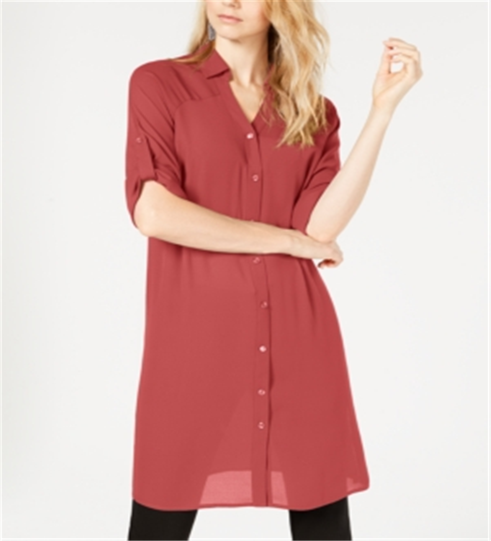 Alfani Women's Opulent Tunic Blouse Red Size X-Large