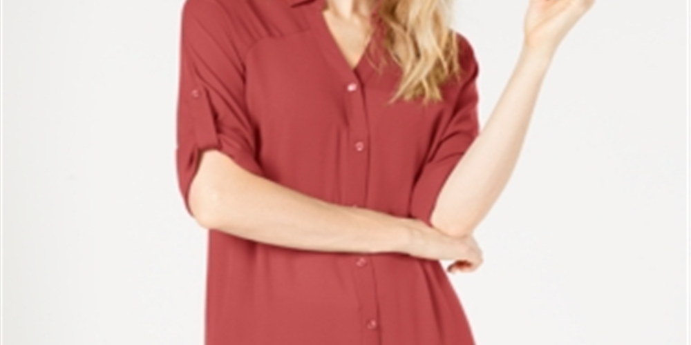Alfani Women's Opulent Tunic Blouse Red Size X-Large