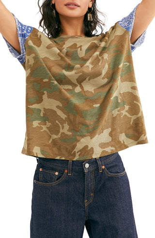 Free People Women's Clarity Camo T-Shirt Green Size X-Small