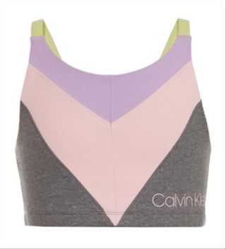 Calvin Klein Girl's Performance Bralettes Color Block Logo Sports Bra Gray Size 7