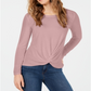 Style & Co Women's Twist Front Draped Top Pink Size Petite L