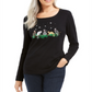 Karen Scott Women's Merry Cats Cotton Top Black Size Small