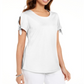 Karen Scott Women's Tie Sleeve T-Shirt White Size XX-Large