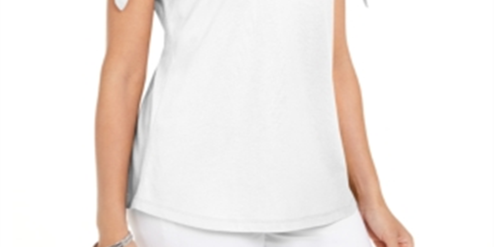 Karen Scott Women's Tie Sleeve T-Shirt White Size XX-Large