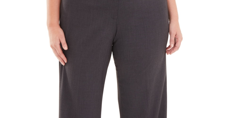 Calvin Klein Women's Plus Highline Straight Leg Dress Pants Gray Size Petite Small