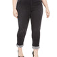 INC International Concepts Women's Plus Size Snake Skin Cuff Jeans Black Size Small