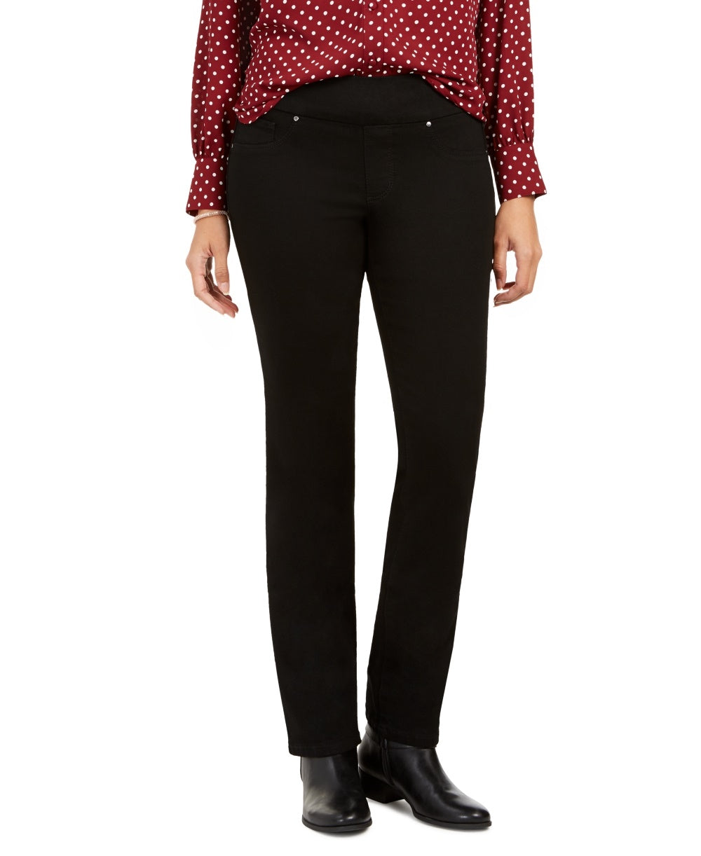 Charter Club Women's Knit Denim Straight Pull On Leg Jeans Black Size 16