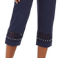 JM Collection Women's CrochetTrim Studded Capris Blue Size Small