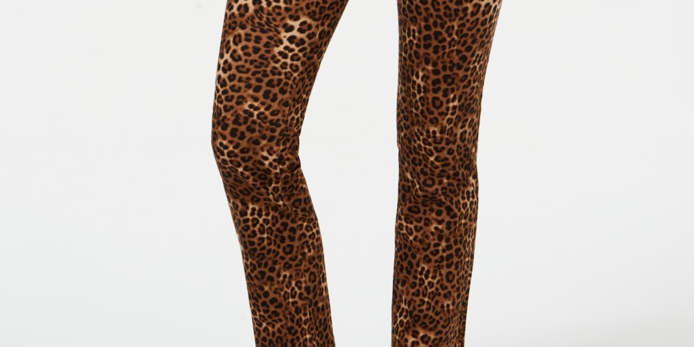 Charter Club Women's Animal Print Lexington Straight Leg Jeans Brown Size 6