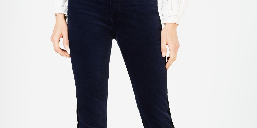 AG Women's Mari Velvet High Rise Straight Leg Jeans Blue Size 28