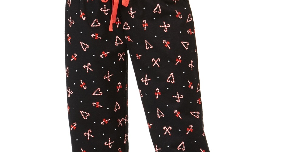 Jenni Women's Cotton Printed Flannel Pajama Pants Black Size S