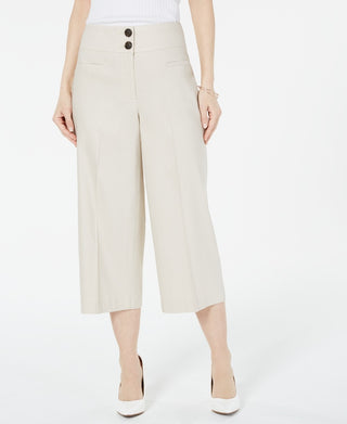 Alfani Women's Wide Leg Linen Pants Beige Size 10 Petite