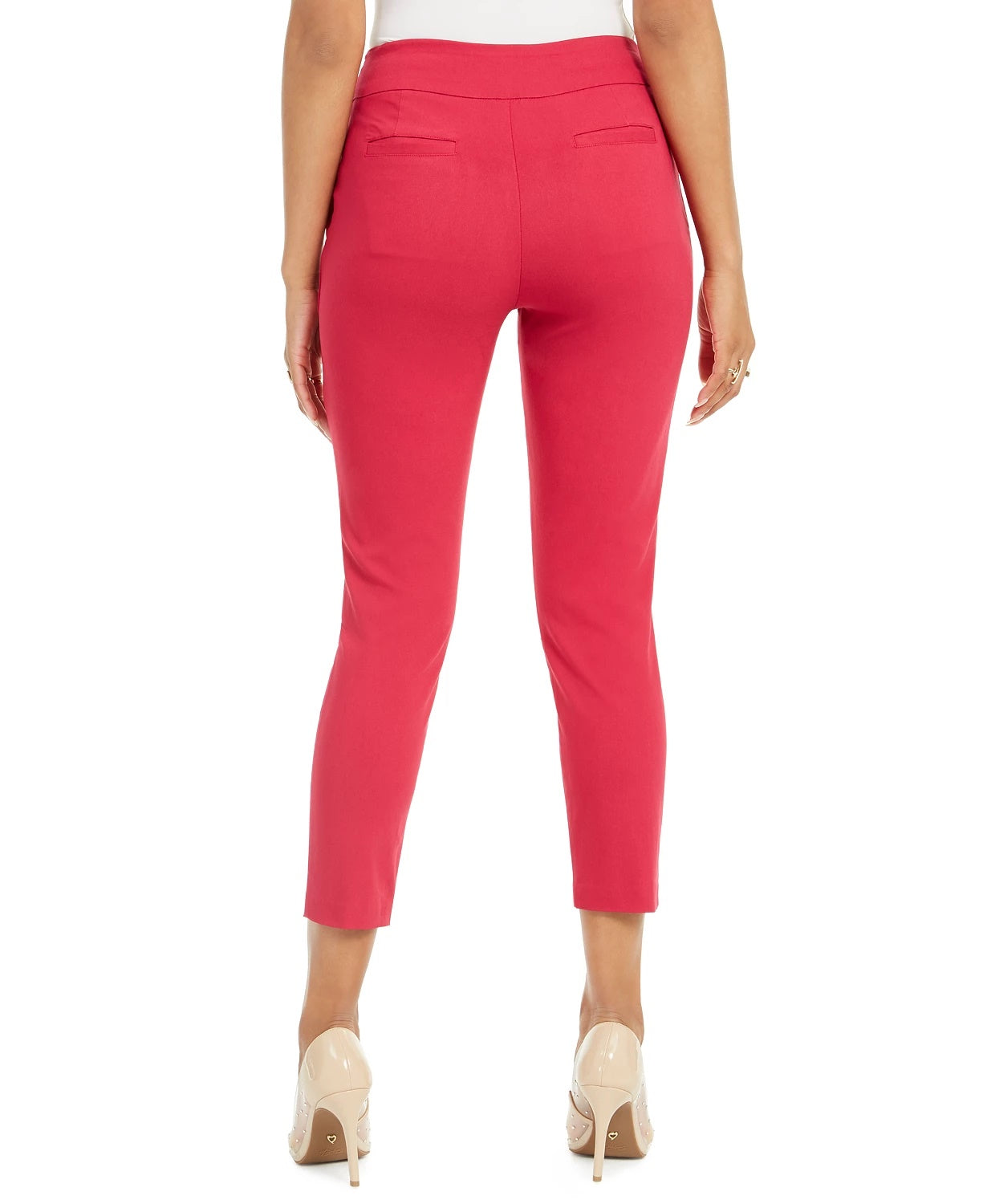Thalia Sodi Women's Embellished Skinny Cropped Trousers Pink Size Small