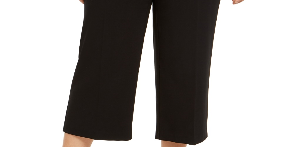 Alfani Women's Belted Hardware-Detail Culotte Pants  Black Size Petite Small
