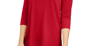 Alfani Women's Asymmetrical Cut Out Top Red SizePS