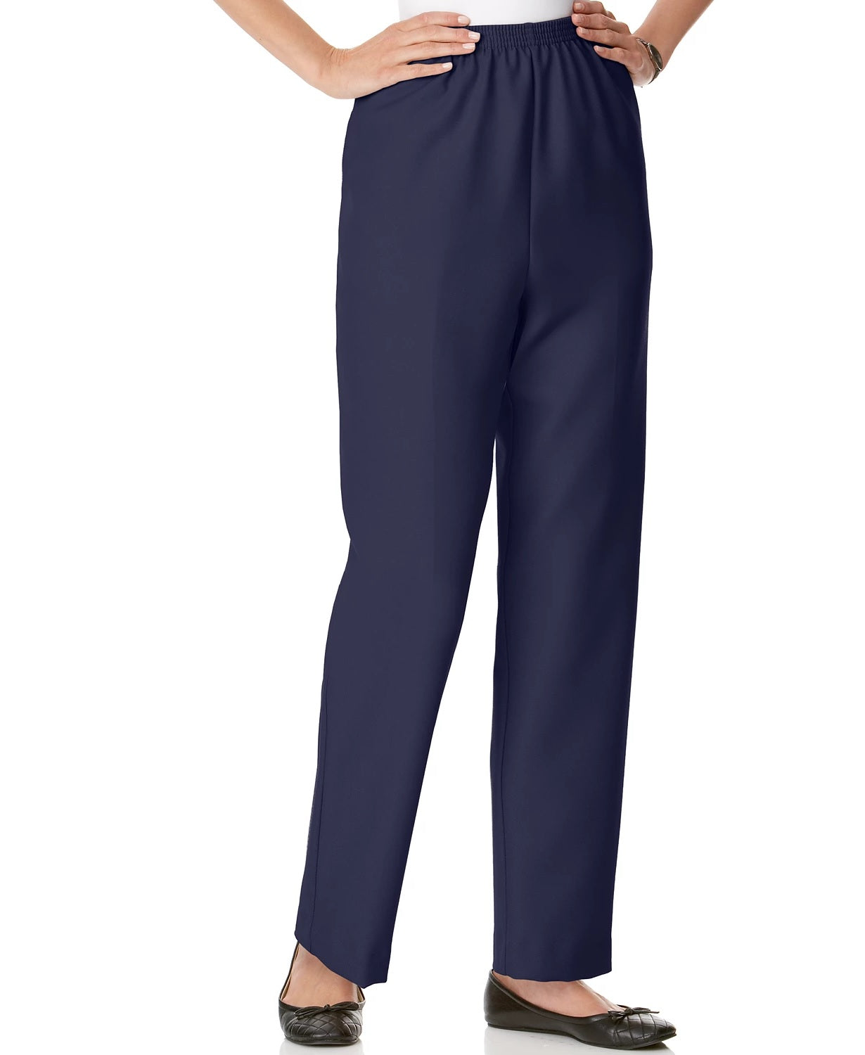 Alfred Dunner Women's Classics Pull On Straight Leg Pants Navy Size 16