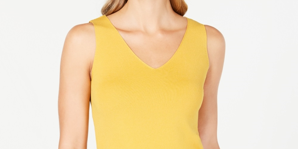 Anne Klein Women's Cotton Blend Knit Tank Top Yellow Size XS